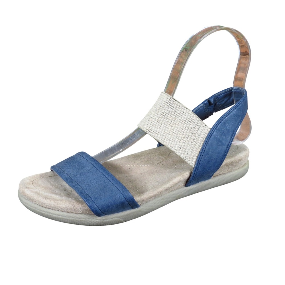 Madeline Stuart MSGENOA Womens Slingback Sandal Size 6M Walking Blue Beige
